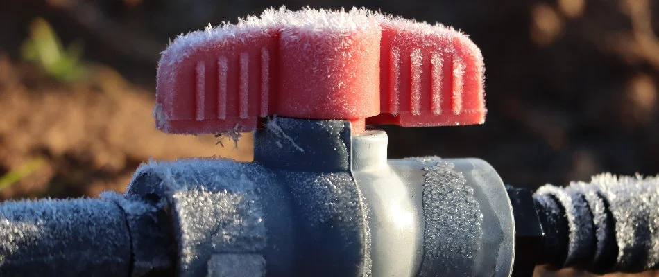 Frozen irrigation valve in Cary, NC.