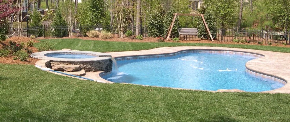 Lawn around a pool in Cary, NC.