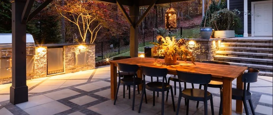 LED lighting on an outdoor kitchen in Cary, NC.
