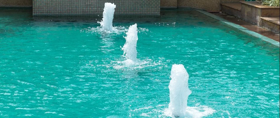 Pool with fountains in Cary, NC.