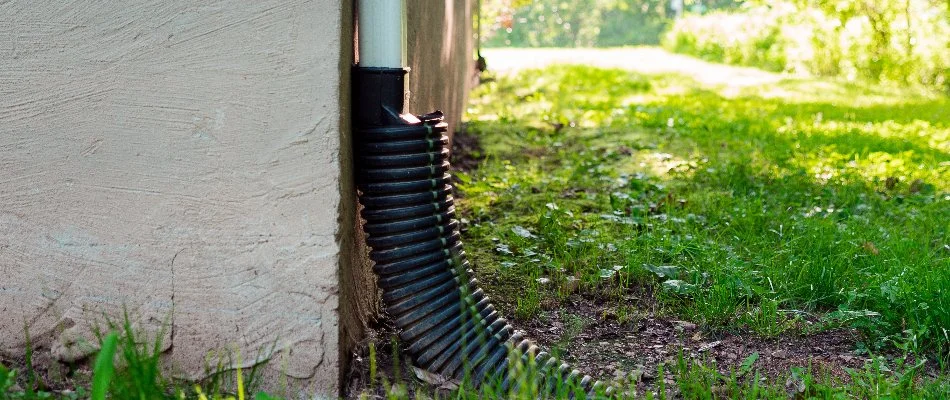 French drain attached to a gutter in Cary, NC.