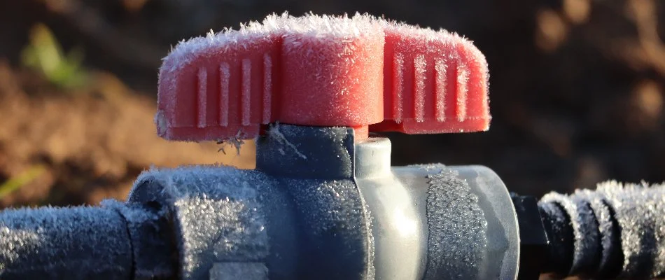 Frost on irrigation valve in Cary, NC.
