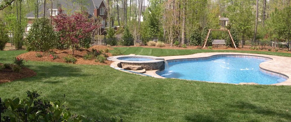 Swimming pool in a yard in Heather Glen, NC.